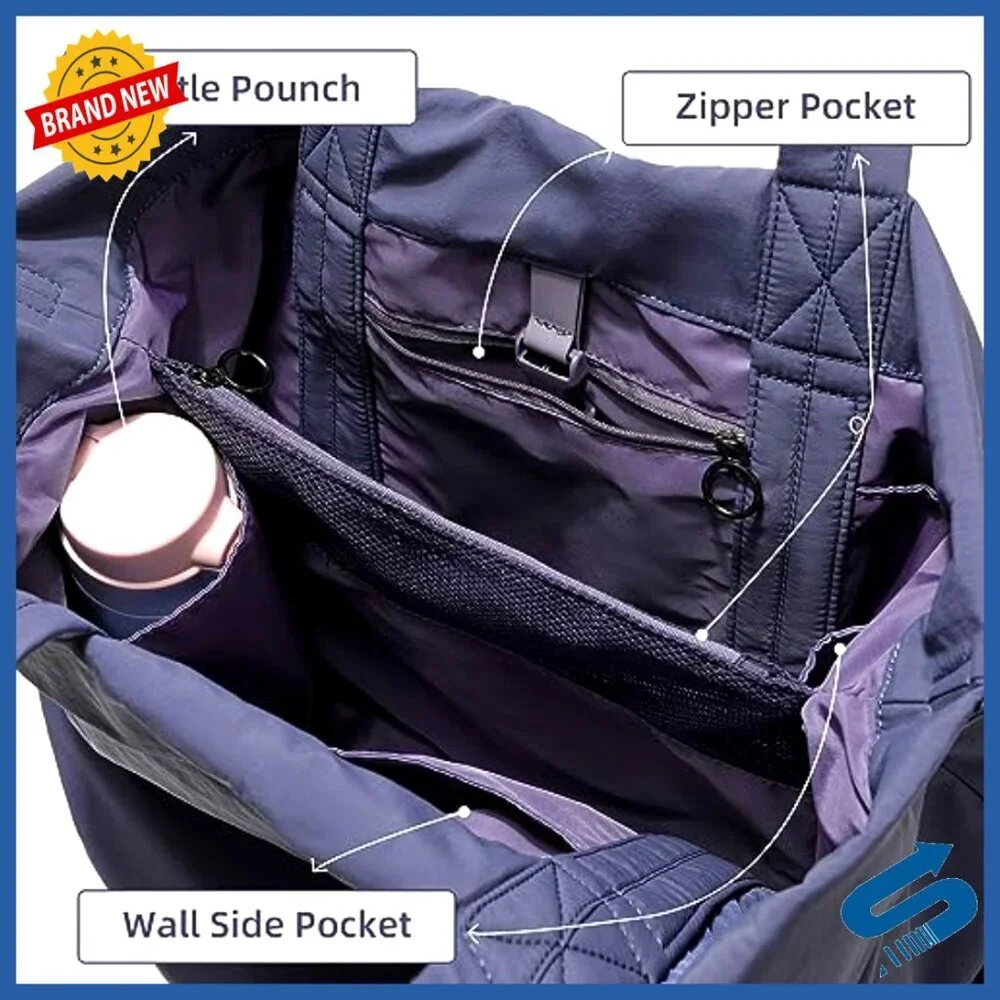 Large 19L Nylon Hobo Tote Crossbody Bag with Adjustable Strap